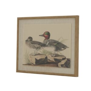 Flora & Fauna Collection Teals On Linen In Beaded Frame