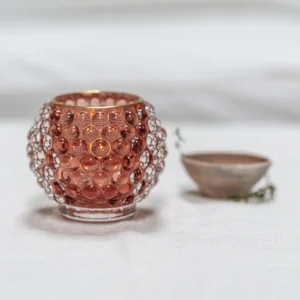 Bubble Glass T-light Holder – Dusky Rose