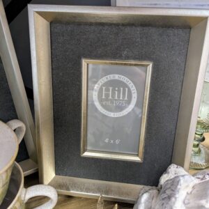 Antiqued Pewter Deep Framed Grey Velvet 4X6 Photo Frame