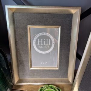 Antiqued Pewter Deep Framed Grey Velvet 5X7 Photo Frame