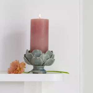 Artichoke Pillar Candle Holder Sage