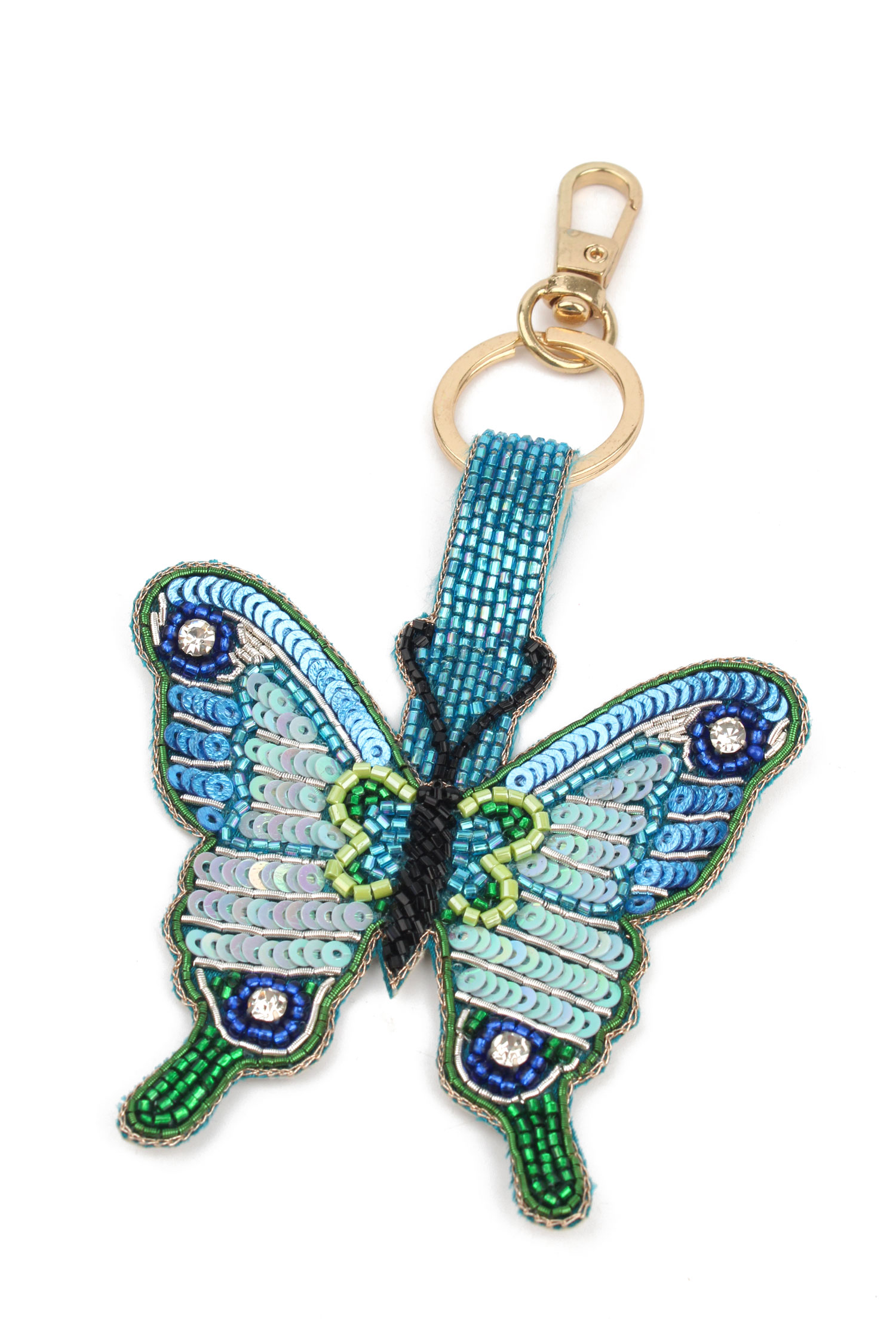 Blue Butterfly Beaded Keyring/Bag Charm